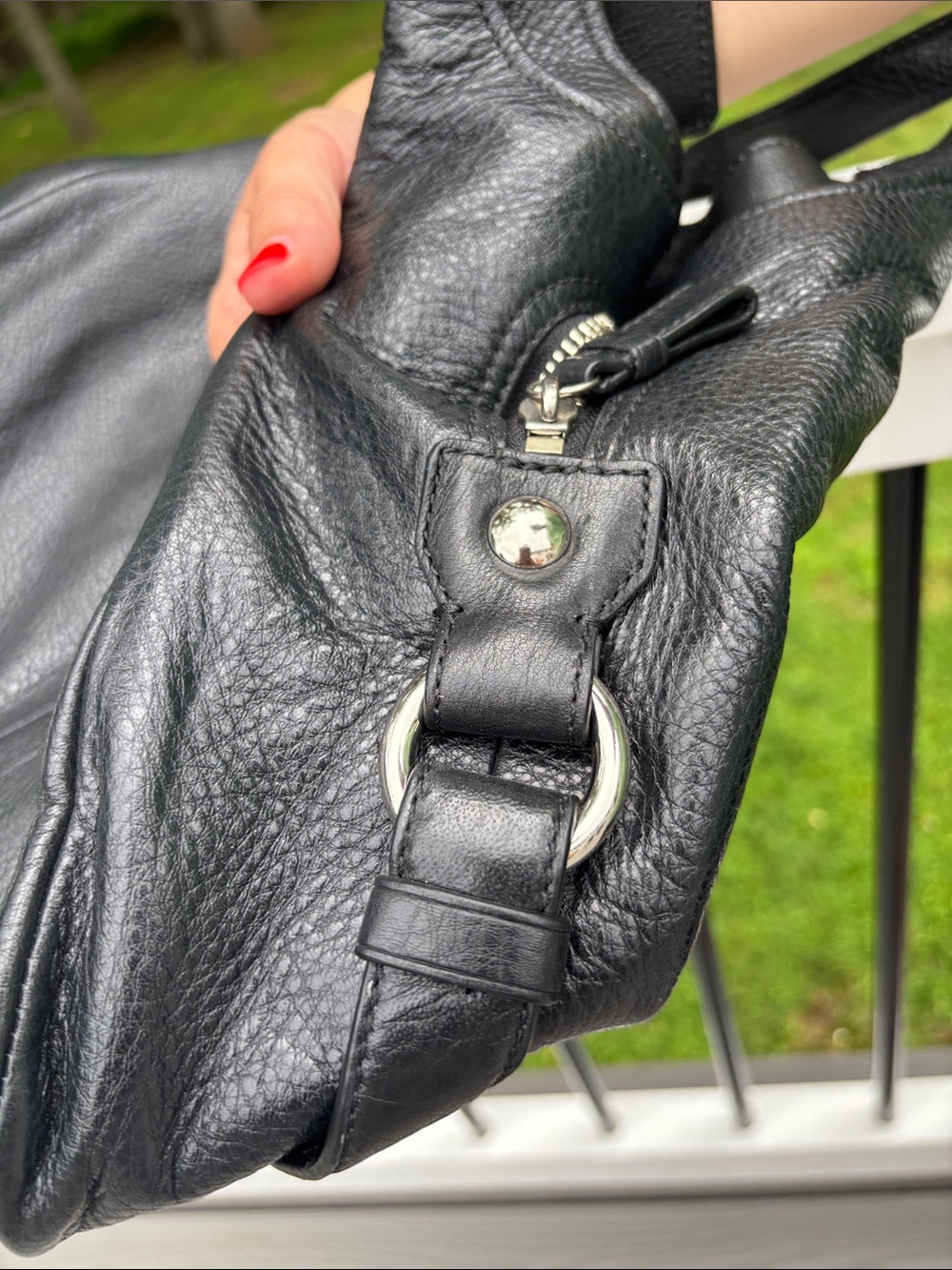 Coach Madison Maggie Black Leather Shoulder Bag - Gem